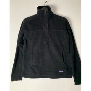 Patagonia Synchilla Women’s Pullover Womens Large Black 1/4 Zip Kangaroo Pocket